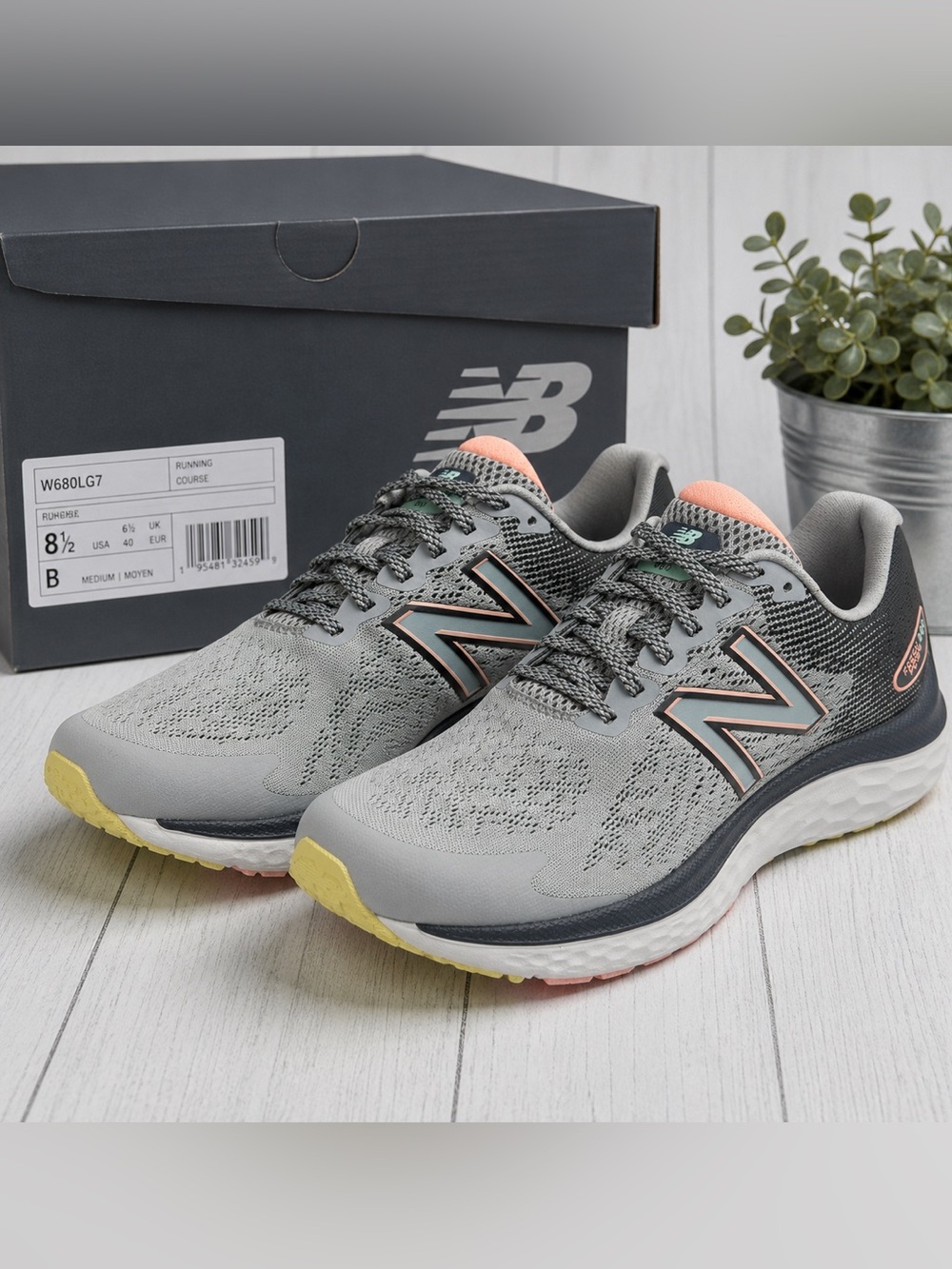 New Balance Fresh Foam 680v7 Women’s 8.5 Gray Pink W680LG7 Running Shoes